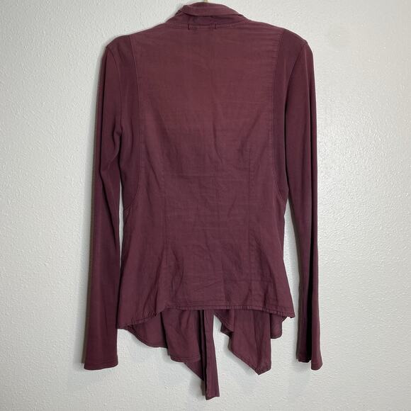 PRAIRIE UNDERGROUND Raven Draped Asymmetrical‎ Pleats Tunic Burgundy Wine XS - Picture 6 of 7